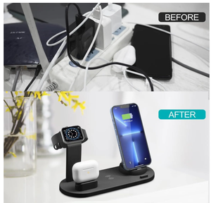 Station d'accueil <span class=keywords><strong>chargeur</strong></span> sans fil à charge rapide 6 en 1 pour iPhone 15 16 Pro Max Apple Watch Airpods Station de charge rapide - Product Image 2