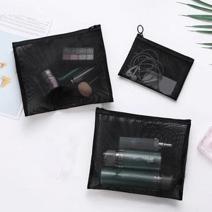 Estuche Transparente de Malla Negra para Lápices, Neceser de Viaje, Bolsa con Cierre para Brochas de Maquillaje - Product Image 2