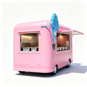 Auron Pink Ice Cream Food Truck 4.8m Stainless Steel Capsule Style With Soft Serve <b>Machine</b> Outdoor Use - Product Image 3