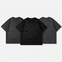 Kaos Pria Oversize Hitam Katun 220GSM Custom dengan Cetak Puff Tonal untuk Label Pribadi