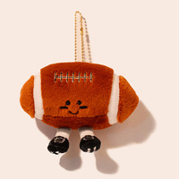 Jellyc Figurines de ballon amusantes : football, badminton, volley-ball, en peluche, breloques de sac et porte-clés en coton