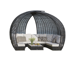 كونجر خارجي حديقة مع مظلة ترفيهية للفناء والشاطئ أريكة من الخيزران الخوص PE الروطان من dibai - Product Image 3