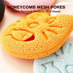 Esponja de Baño con Diseño de Cara de Gato en Rosa, Naranja y Verde Menta con Diseño de Pez para Exfoliar y Limpiar la Piel - Product Image 5