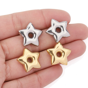 Cuentas de acero inoxidable en forma de estrella de 14 mm y 19,5 mm para la fabricación de collares, accesorios de joyería DIY, componente de colgante chapado en oro y plata. - Product Image 3