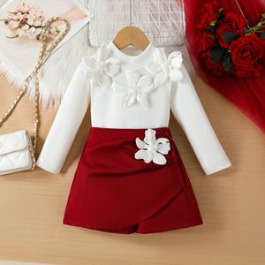 Nuovo Set di Abbigliamento <span class=keywords><strong>per</strong></span> Ragazze con Top a Maniche Lunghe e <span class=keywords><strong>Pantaloni</strong></span> con Fiori 3D, Elegante Outfit Quotidiano - Product Image 3