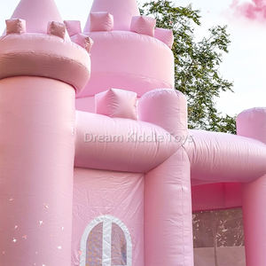 Château gonflable commercial rose en PVC avec souffleur, aire de jeux souple extérieure, château gonflable à sauter, toboggan, maison à rebondir - Product Image 3