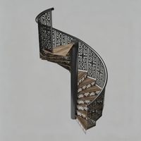 Escalier en colimaçon moderne sur mesure avec rampe en fer forgé, main courante courbée, peignable, pour villa de luxe et design d'intérieur