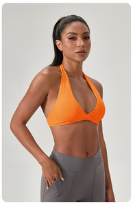 Wholesale Sexy Halter Neck Twist Yoga Bra Women Deep V Neck Padded Low Impact Sports Crop Top Comfort Pilates Gym Athletic Bra - Product Image 4