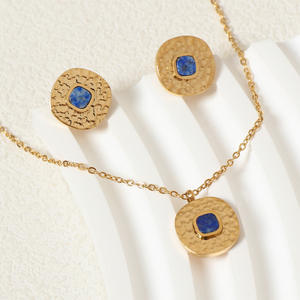 Ensemble de bijoux en pierres précieuses naturelles, ensemble de bijoux exquis pour femmes en or 18 carats, ensemble de bijoux en acier inoxydable. - Product Image 3