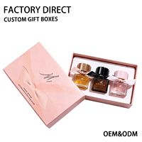Boîte rigide personnalisée rose avec couvercle et base, insert en mousse, logo estampé à chaud en couleur or, emballage en papier pour coffret de parfum, fabrication en usine