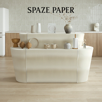 Présentoir en carton Spazepaper, table pliante écologique en papier, présentoir à 2 niveaux pour salon professionnel, stand pop-up, salle d'exposition