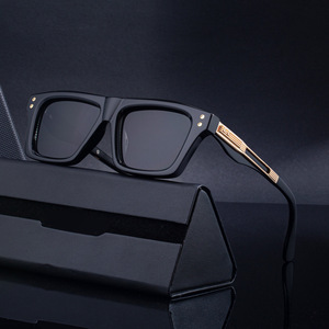 Lunettes de soleil carrées ZS98503 pour hommes, monture en plastique noir et métal, verres PC UV400, protection solaire extérieure - Product Image 3