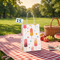 Sacs cadeaux en papier à poignée pour fêtes, anniversaires, mariages, petits sacs shopping en papier, sacs en papier kraft décoratifs mignons et colorés sur le thème des bâtonnets glacés