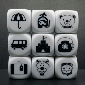 Dados <span class=keywords><strong>de</strong></span> 25 mm con Base Blanca e Ícono Negro, Personalizables Directamente <span class=keywords><strong>de</strong></span> Fábrica para Juegos Educativos Infantiles - Product Image 2