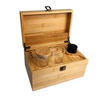 Plateau à rouler carré en bambou personnalisé avec logo pour accessoires de fumage, boîte de rangement anti-odeur pour herbes, kit de verrouillage combiné
