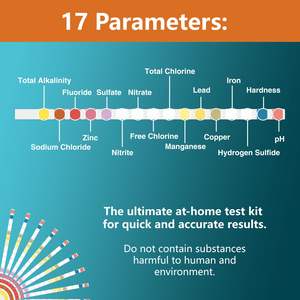Bandelettes de test d'eau sale 17 en 1 pour la maison 100 bandelettes + kit de test de bactéries 2 bandelettes de test de qualité de l'eau - Product Image 5