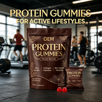 Gummies Protéinés Riches en Protéines, Formule Nettoyante à Base de Lactosérum et Végétale, Gummies Protéinés Végétaliens 24g avec Suppléments de Vitamines et de Collagène Peptidique