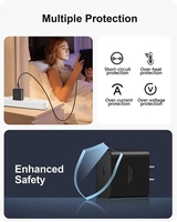 Chargeur USB C 45W PD 3.0, adaptateur mural de charge rapide avec câble USB C pour téléphone et tablette