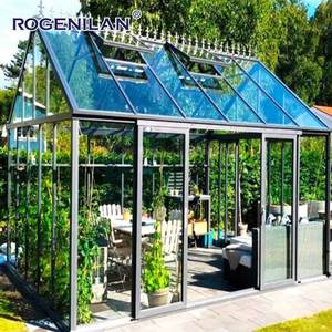 ROGENILAN structure en aluminium avec double vitrage porte pliante fenêtre véranda <span class=keywords><strong>jardin</strong></span> verre maison - Product Image 1