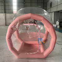 Tente à bulles gonflable rose en PVC, dôme à bulles avec fond monocouche, adapté aux fêtes en intérieur et en extérieur