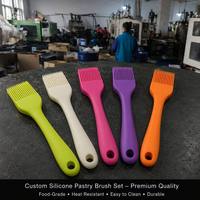 Ensemble de pinceaux à badigeonner en silicone, vert citron, crème, magenta, violet, orange, avec manche flexible et poils moulés, outil de cuisine