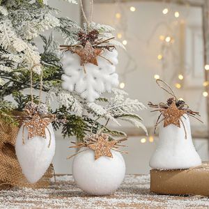 Nuevas Bolas de Navidad de Espuma con Forma de Lágrima y Copo de Nieve Blanco, Adornos Irrompibles para Árbol, Hogar y Decoración Navideña - Product Image 1