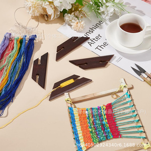 Juego de herramientas de tejeduría de cinta de madera, lanzadera de tejeduría de madera de haya, varillas anguladas, accesorios de manualidades DIY - Product Image 1