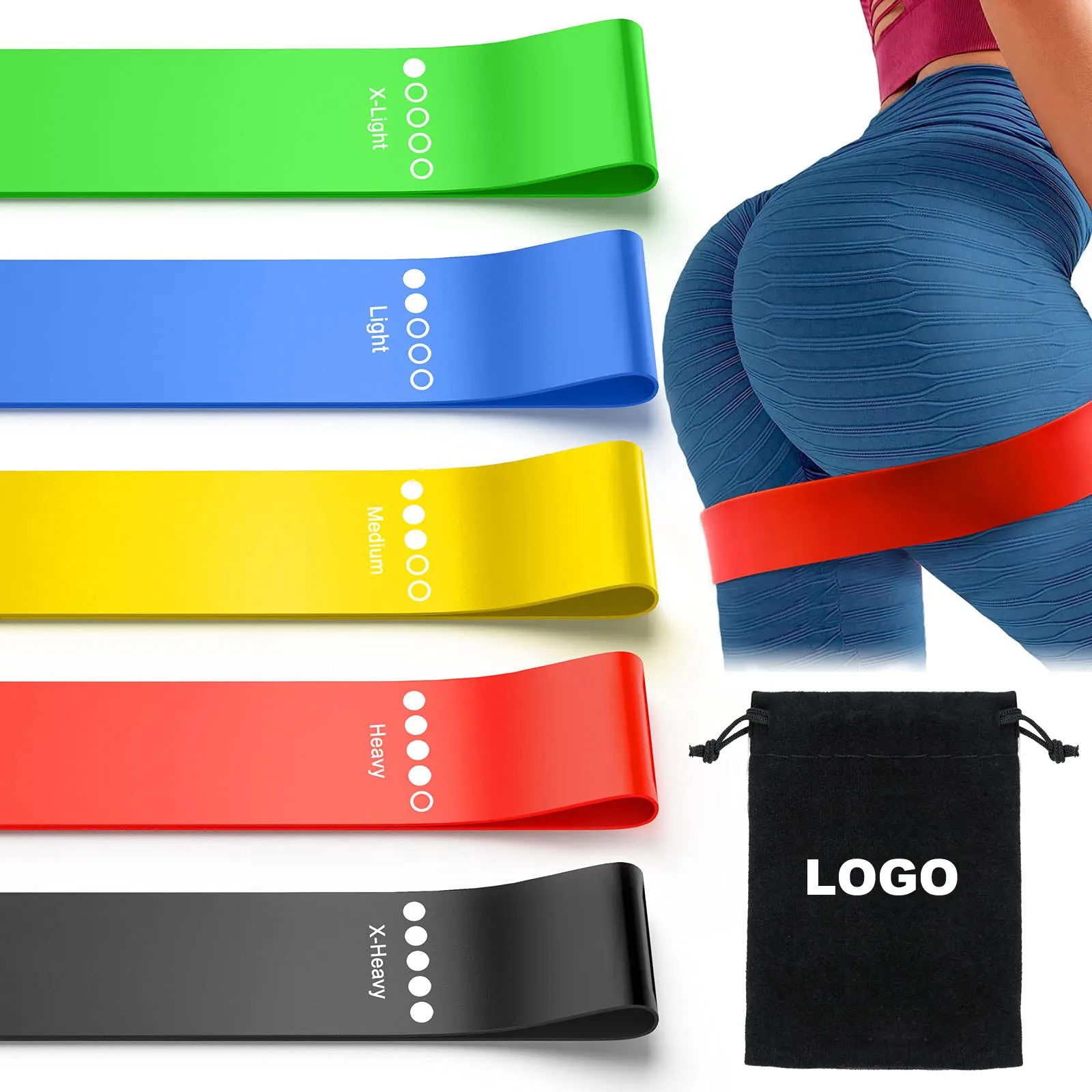 Exercise Gym Training Yoga Resistance Exercise Loop Bands Set of 5 Fitness Elastic Bands for Working Out Resistance Bands