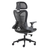 Chaise de bureau ergonomique moderne à dossier haut en tissu avec appui-tête réglable, support lombaire et siège pivotant pour bureau à domicile