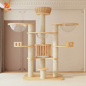 <span class=keywords><strong>Tiragraffi</strong></span> per <span class=keywords><strong>Gatti</strong></span> in Legno Massello Resistente con Capsula Spaziale Esagonale e Casetta in Legno 160cm - Palestra di Lusso per <span class=keywords><strong>Gatti</strong></span> - Product Image 2
