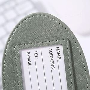 Travel Luggage <b>Tag</b> Baggage Identity <b>ID</b> Labels Portable PU Leather Suitcase <b>Tag</b> Name Address Card Holder Baggage Boarding Bag <b>Tag</b> - Product Image 4