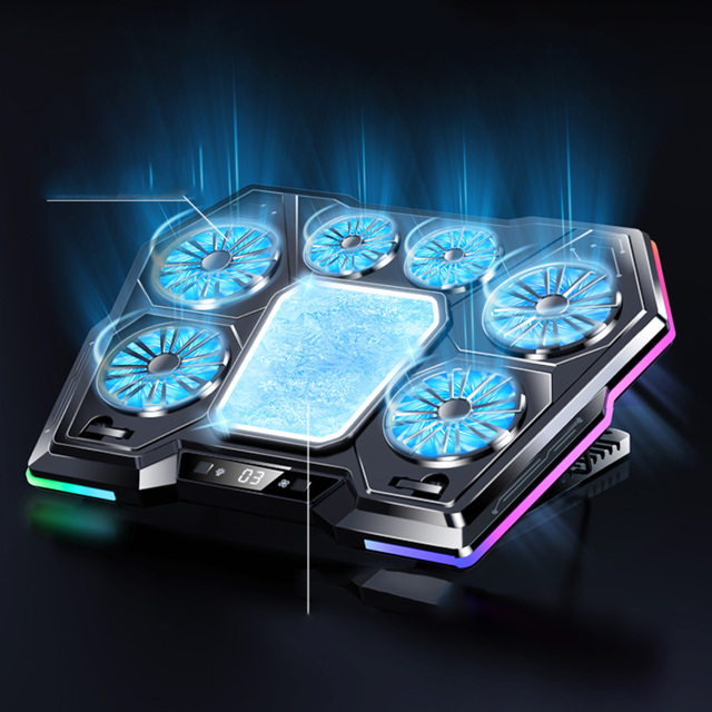 Leizun LZ-D13 Semiconductor RGB Laptop Cooling Pad 6 Cooling Fans for 14.1-21inch Gaming Laptops-Ergonomic Lightweight Design