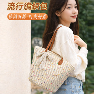 Bolso de Hombro de Paja Estilo 2026, Bolso Tote Tejido de Gran Capacidad, Bolso de Mano para Vacaciones en la Playa - Product Image 5