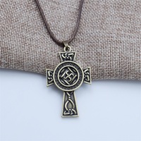 Pendentif solaire en amulette Viking de 8mm, bijou religieux, croix solaire, elain, nœud irrégulier, druse
