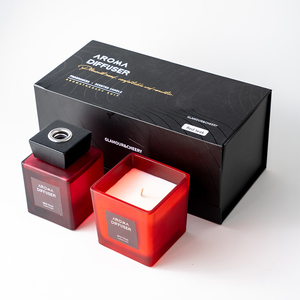Aikun Low MOQ Fast Response 500ml Square Glass Gold Print Gift Box Any Scent Long Lasting <b>Reed</b> <b>Diffuser</b> Candle Set <b>for</b> Ecommerce - Product Image 2