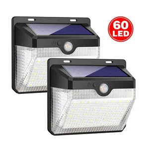 ZJ ip65 détecteur de veilleuse solaire 60LED capteur de mouvement sans fil appliques murales solaires lumière de jardin éclairage de sécurité extérieur