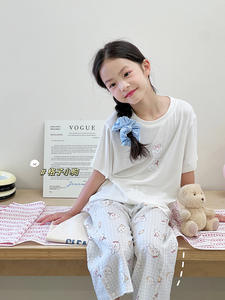 2025เสื้อผ้าใส่อยู่บ้านสำหรับเด็กผู้หญิงชุด2ชิ้นลายการ์ตูนคอร์นนม2452เสื้อผ้าใส่ในบ้านพิมพ์โลโก้ - Product Image 5