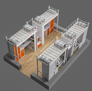 Thiết Kế Mới Đồ Nội Thất Thép Cao Đẳng Ký túc xá Loft Giường Với Bàn Và Tủ Quần Áo Cho Sinh Viên - Product Image 5