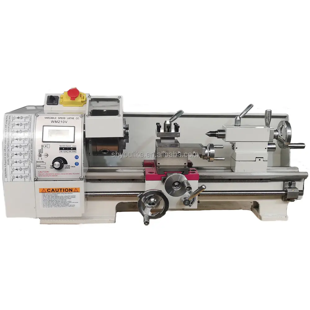 Máquina de torno de metal, banco de alta qualidade silencioso 1100w wm210v torno de metal máquina 8 "x 16"/24 "/32"