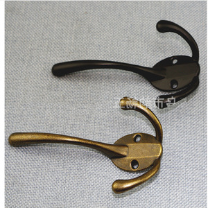 Zinc Alloy <b>Wall</b> Mounted Double <b>Hooks</b> Antique Black For Bathroom Wardrobe Door Coat And Cap Hanger - Product Image 1