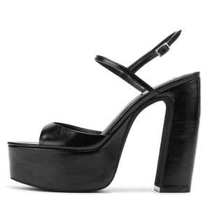 Sandales à plateforme à talons épais et hauts pour femme, à bout carré ouvert, à imprimé léopard, avec bride de cheville, pour l'extérieur, printemps-été, style habillé - Product Image 6