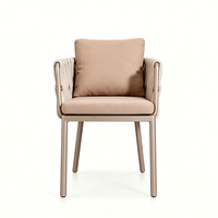 Ensemble de chaises de salle à manger d'extérieur en rotin moderne, empilables, en bois et aluminium, pour jardin et restaurant, avec assise en corde tressée