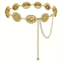 Ceinture de taille réglable en alliage de zinc doré motif tournesol, style vintage, pour femme, style bohème rétro, chaîne de corps à maillons