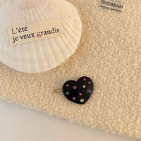 Pince à cheveux ovale en acétate coloré pour filles, avec boucle grenouille et strass, pour franges, usage quotidien