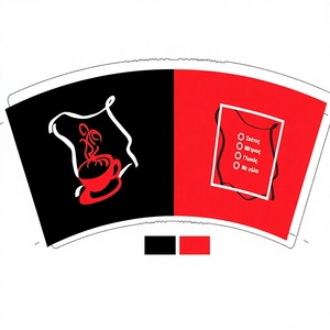 Funda Personalizada para Taza de Café con Texto en Griego y Diseño de Vapor, Funda de Papel Desechable Roja y Negra para Bebidas Calientes, Impresión Digital - Product Image 1