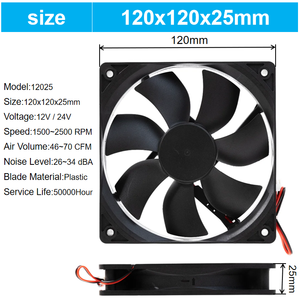 DC Bürstenloser Axiallüfter 120x120x25mm 1225 12V 24V 48V Geräuscharm für Industriewechselrichter Serverschrank Schweißgerät Elektronik - Product Image 2