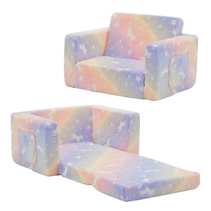 Children's Convertible <b>Sofa</b> Bed 56x41x23cm Extra Long Bench Reading Corner <b>For</b> Girl Age 3-8 Years High-Density <b>Sponge</b> Filling - Product Image 5