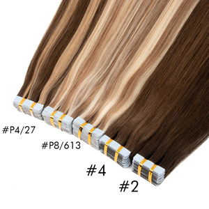 <span class=keywords><strong>Extensions</strong></span> de <span class=keywords><strong>cheveux</strong></span> à <span class=keywords><strong>bandes</strong></span> adhésives non traitées, double épaisseur, 100% <span class=keywords><strong>cheveux</strong></span> humains européens de haute qualité - Product Image 1