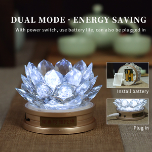 โคมไฟดอกบัวคริสตัลมี7สีสำหรับตกแต่งบ้านโคมไฟดอกบัวสำหรับถวายศาสนา - Product Image 4