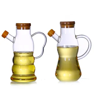 Bouteille de stockage, distributeur de bouteille de vinaigre avec verre d'huile d'olive de cuisson en liège récipient alimentaire de cuisine de 500ml sans plomb écologique